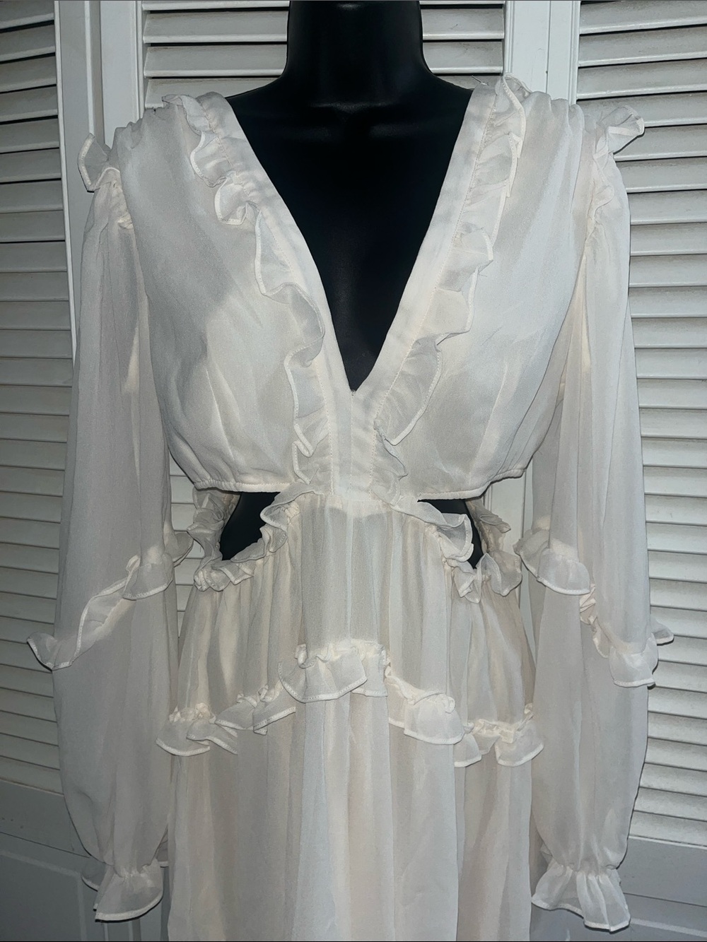privy Cream Ruffle Mini Dress - Picture 3 of 11